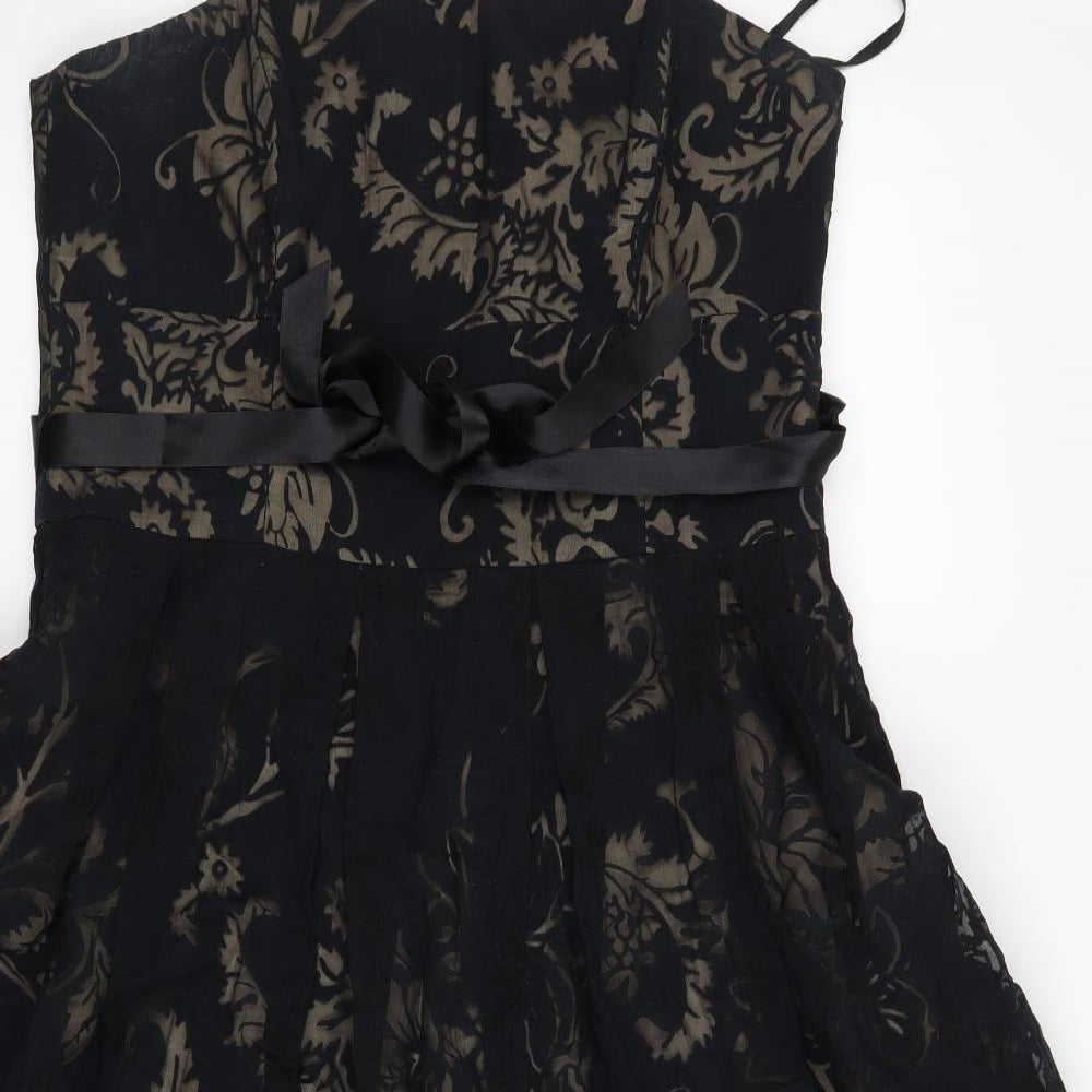 Principles Womens Black Floral  Fit & Flare  Size 16