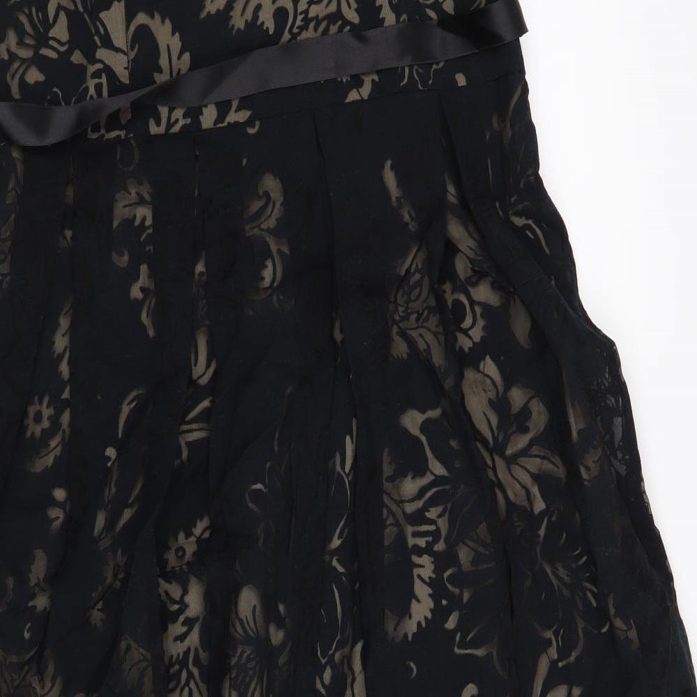 Principles Womens Black Floral  Fit & Flare  Size 16