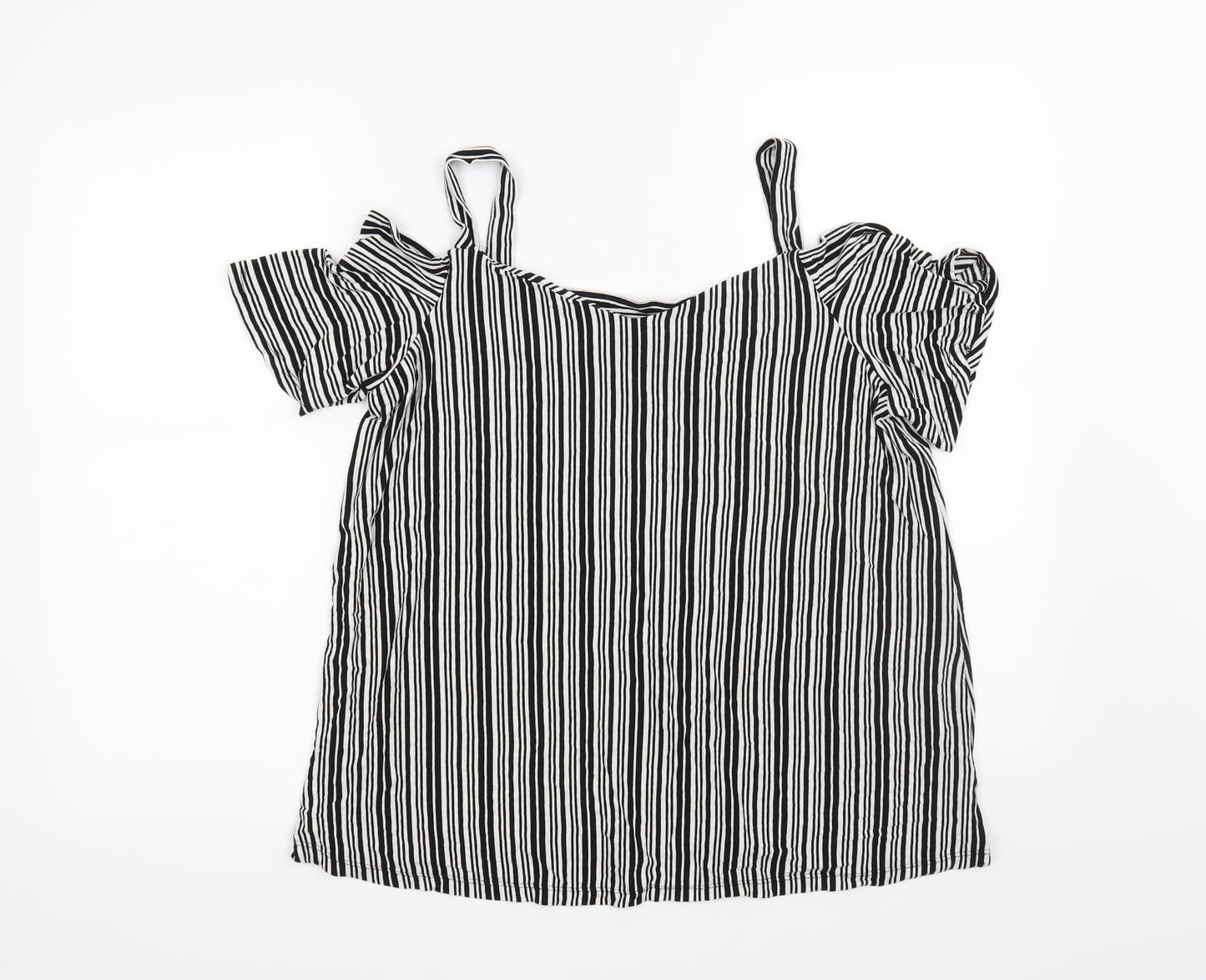 F&F Womens Black Striped  Basic Blouse Size 16