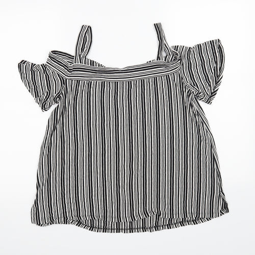 F&F Womens Black Striped  Basic Blouse Size 16