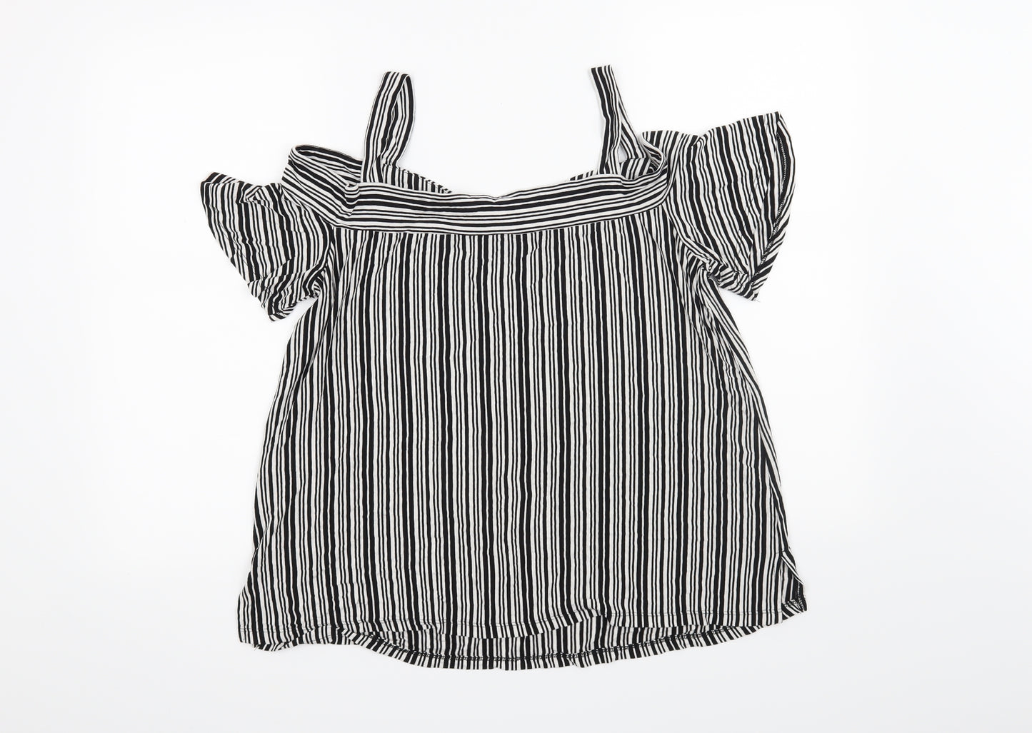 F&F Womens Black Striped  Basic Blouse Size 16