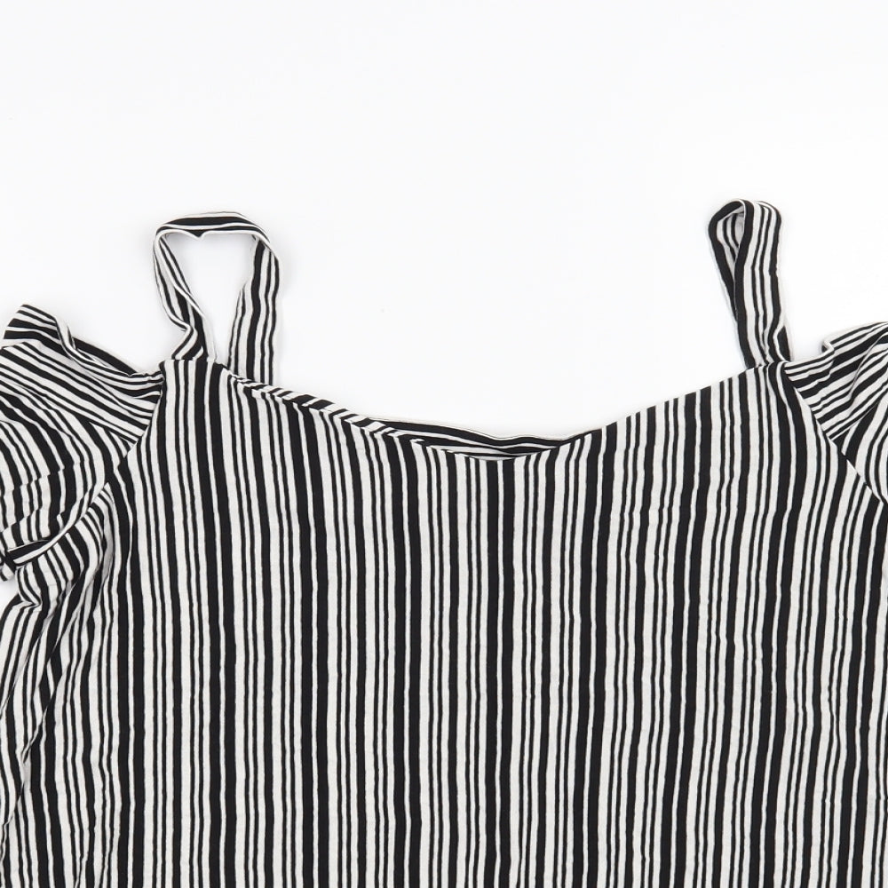 F&F Womens Black Striped  Basic Blouse Size 16
