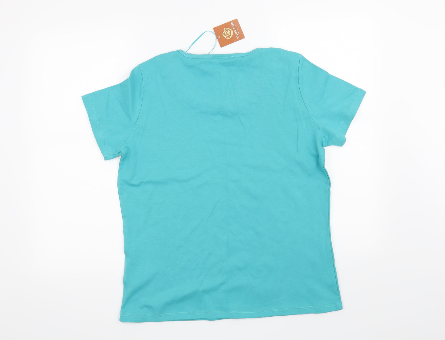 Anna Rose Womens Green   Basic T-Shirt Size L
