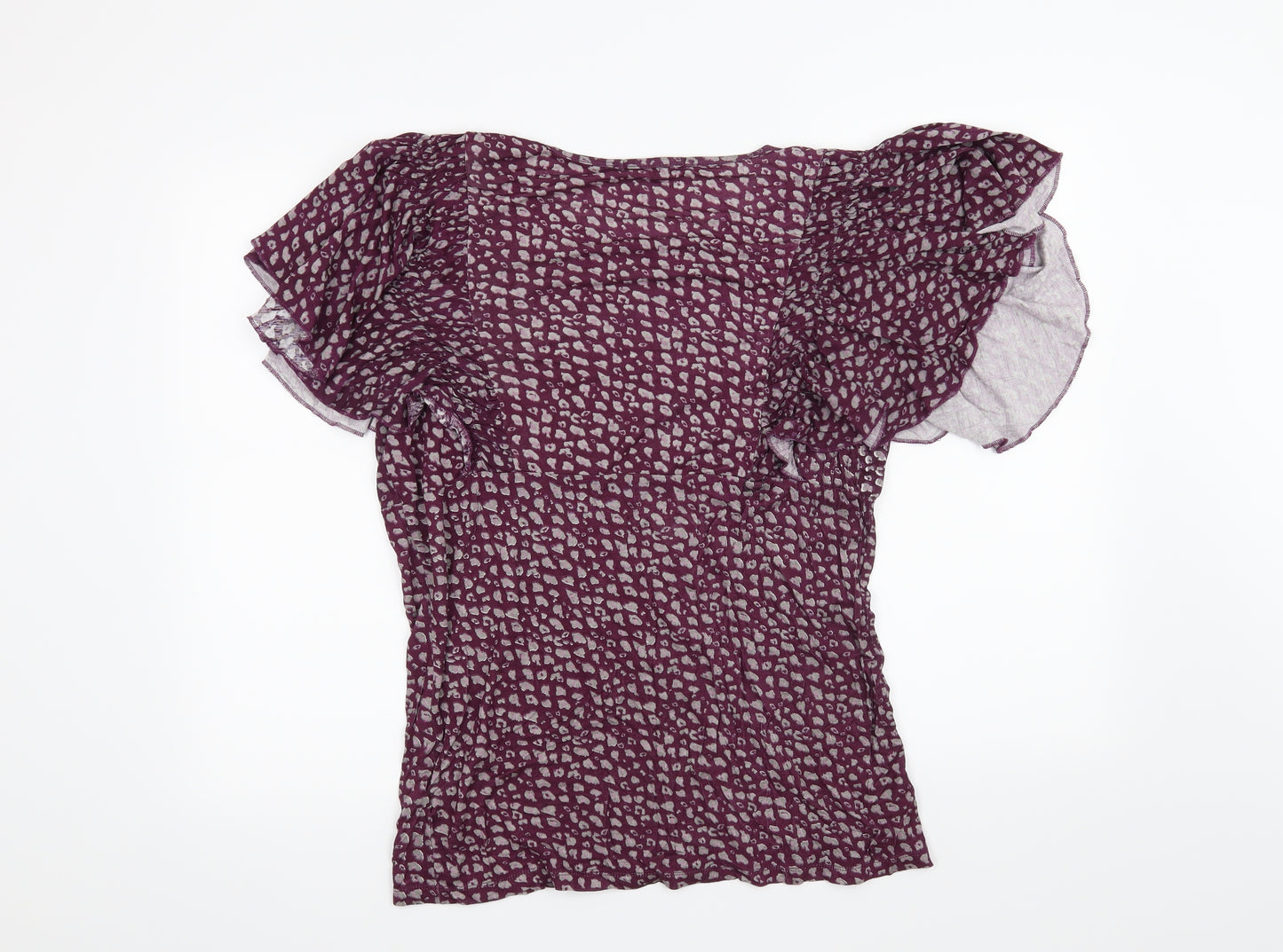 Preworn Womens Purple Animal Print  Basic Blouse Size 18