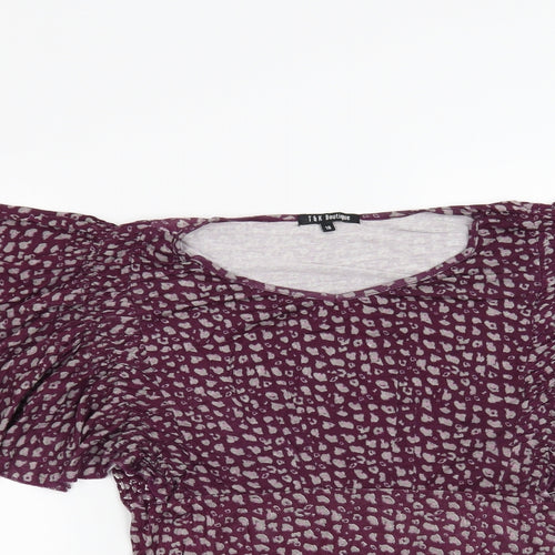 Preworn Womens Purple Animal Print  Basic Blouse Size 18