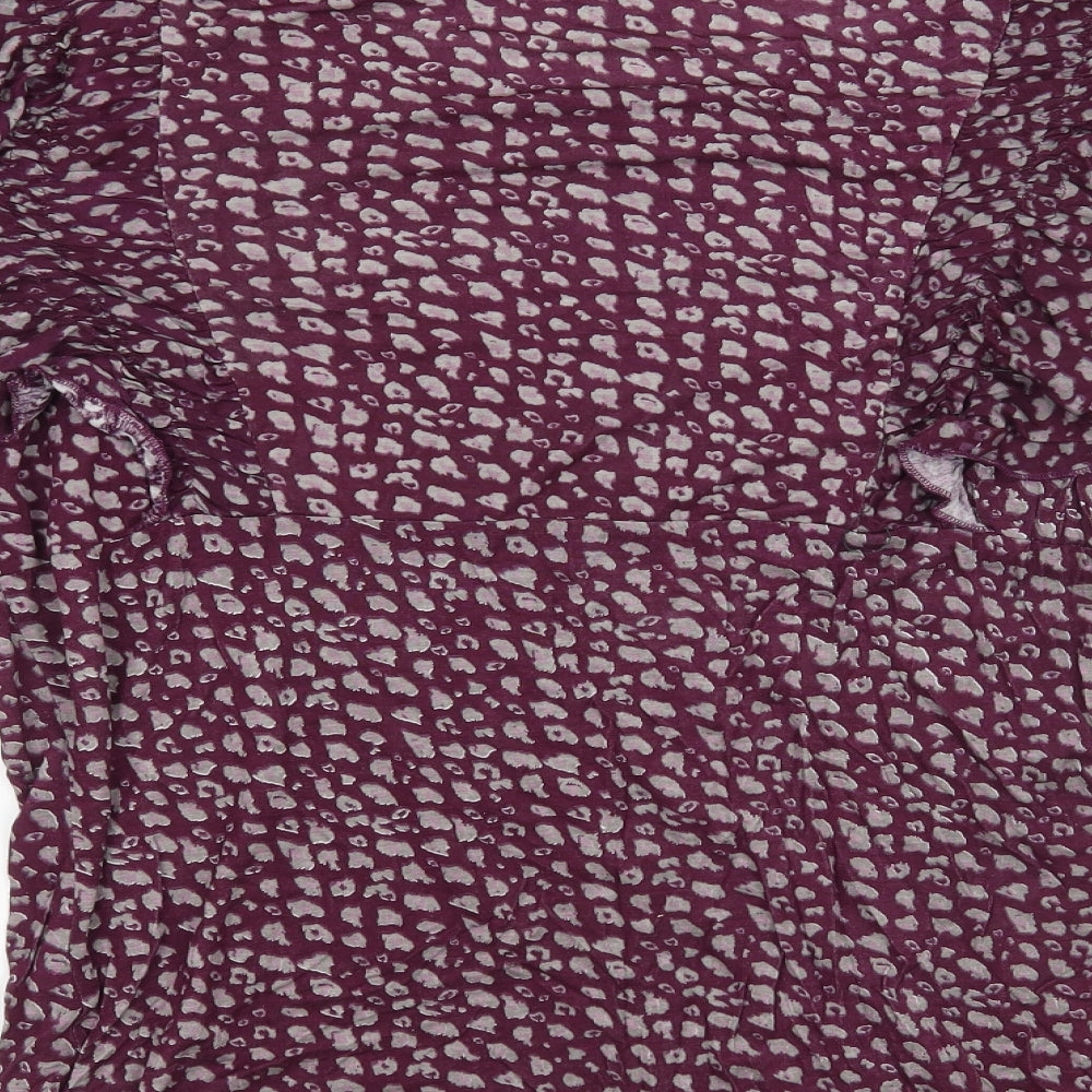 Preworn Womens Purple Animal Print  Basic Blouse Size 18