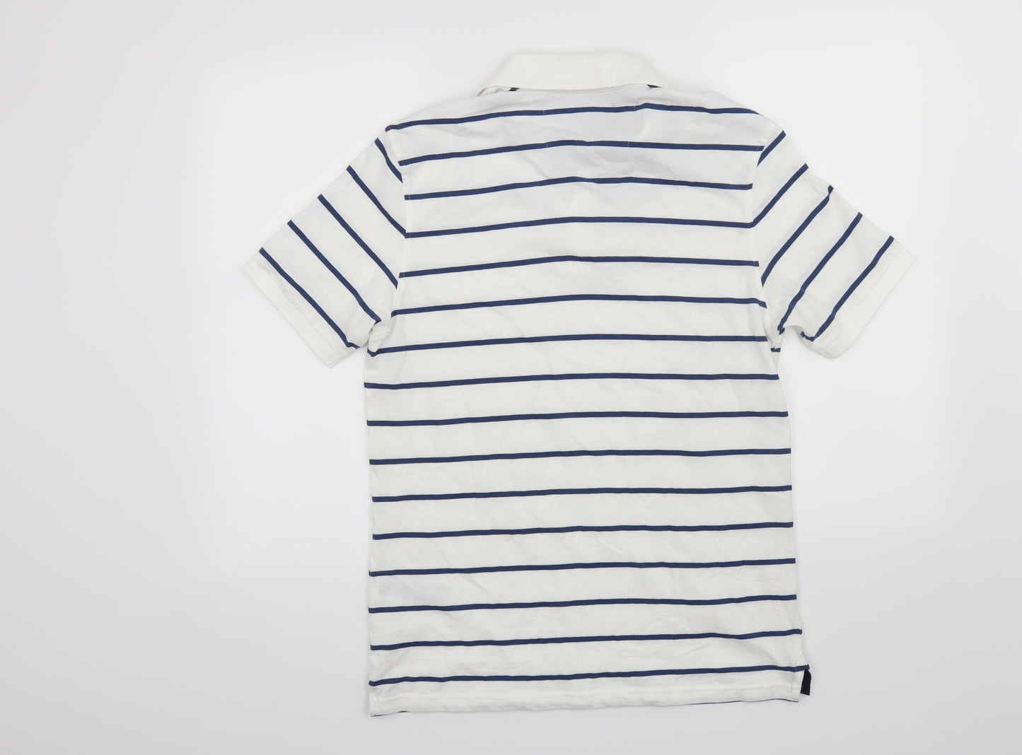 Marks and Spencer Mens White Striped   Polo Size S