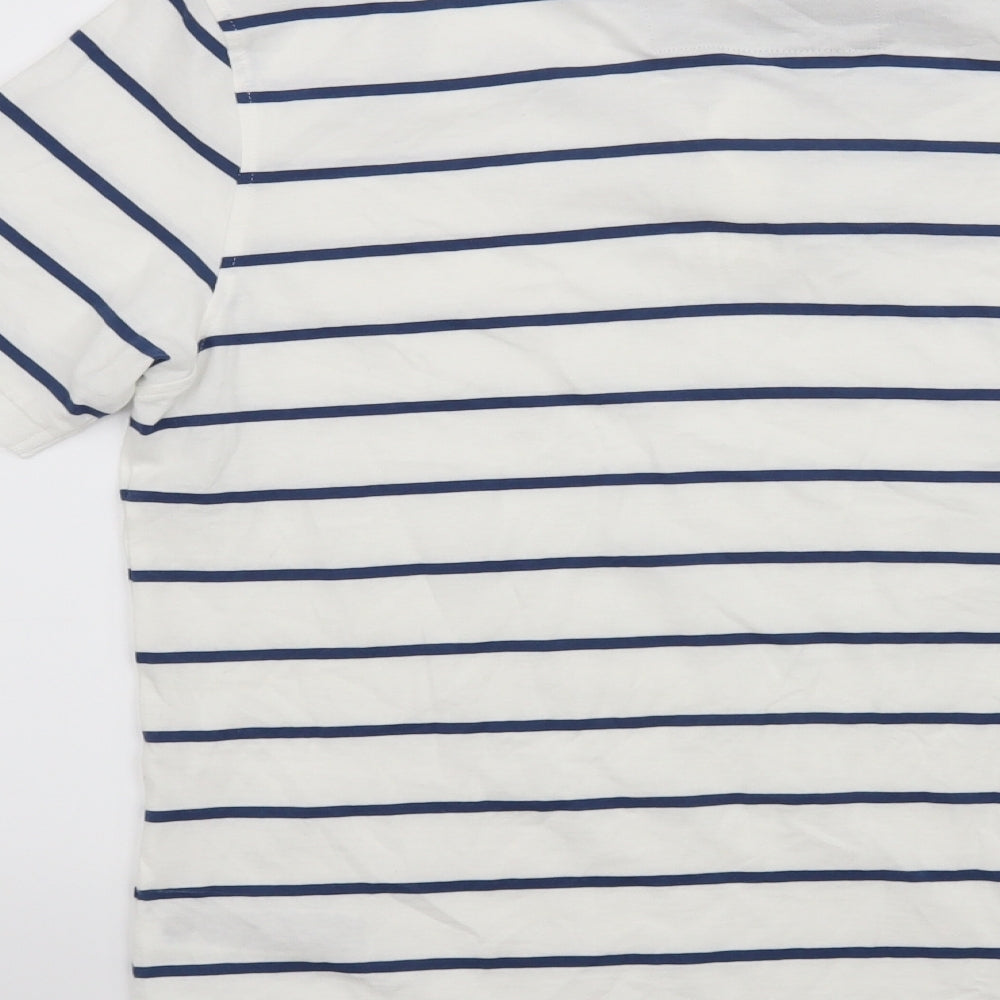 Marks and Spencer Mens White Striped   Polo Size S