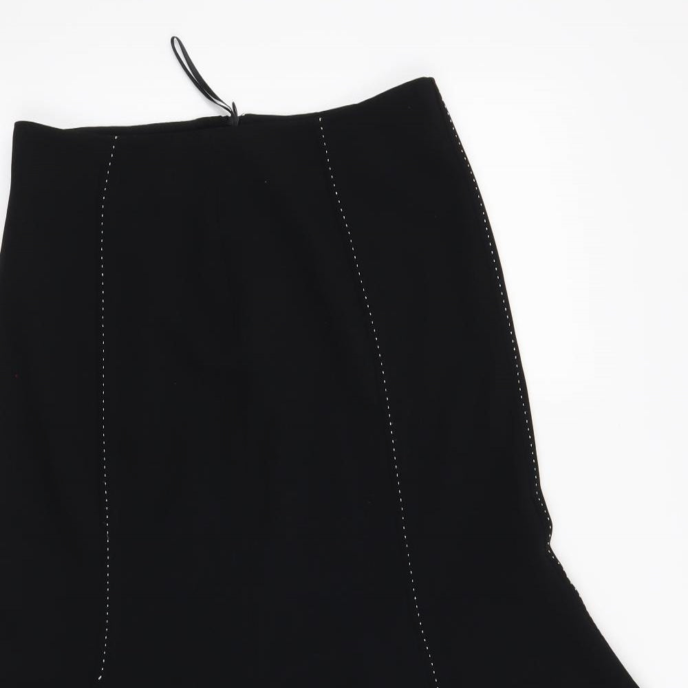 Wallis Womens Black Striped  A-Line Skirt Size 8