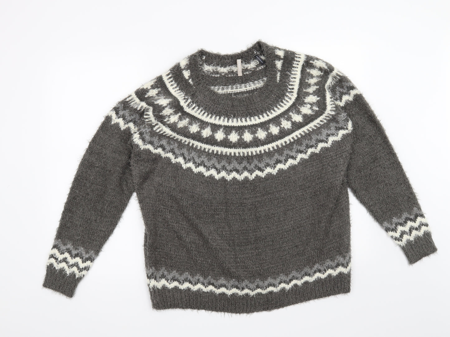 Anthology Womens Grey Argyle/Diamond  Pullover Jumper Size 16