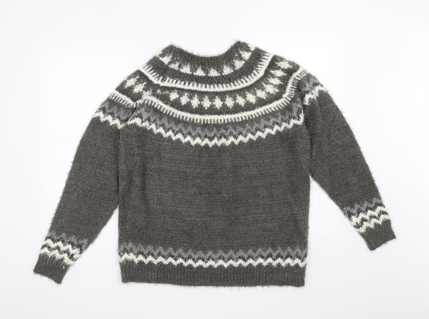 Anthology Womens Grey Argyle/Diamond  Pullover Jumper Size 16