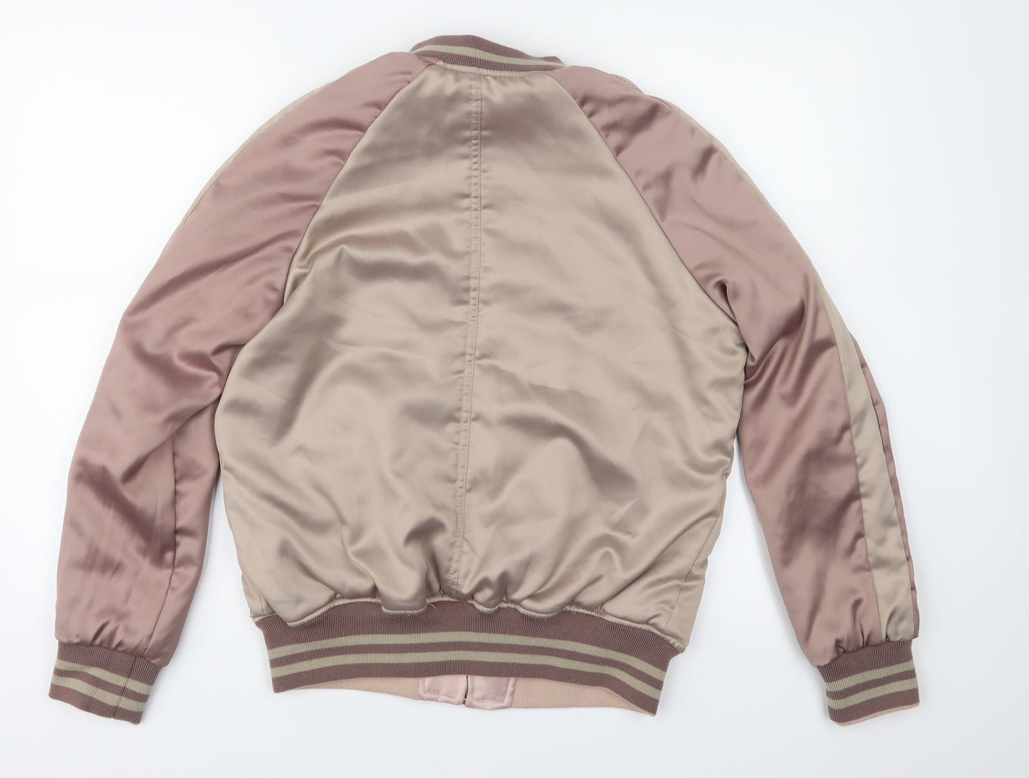 Primark Womens Pink  Satin Bomber Jacket Jacket Size 10  - Reversible