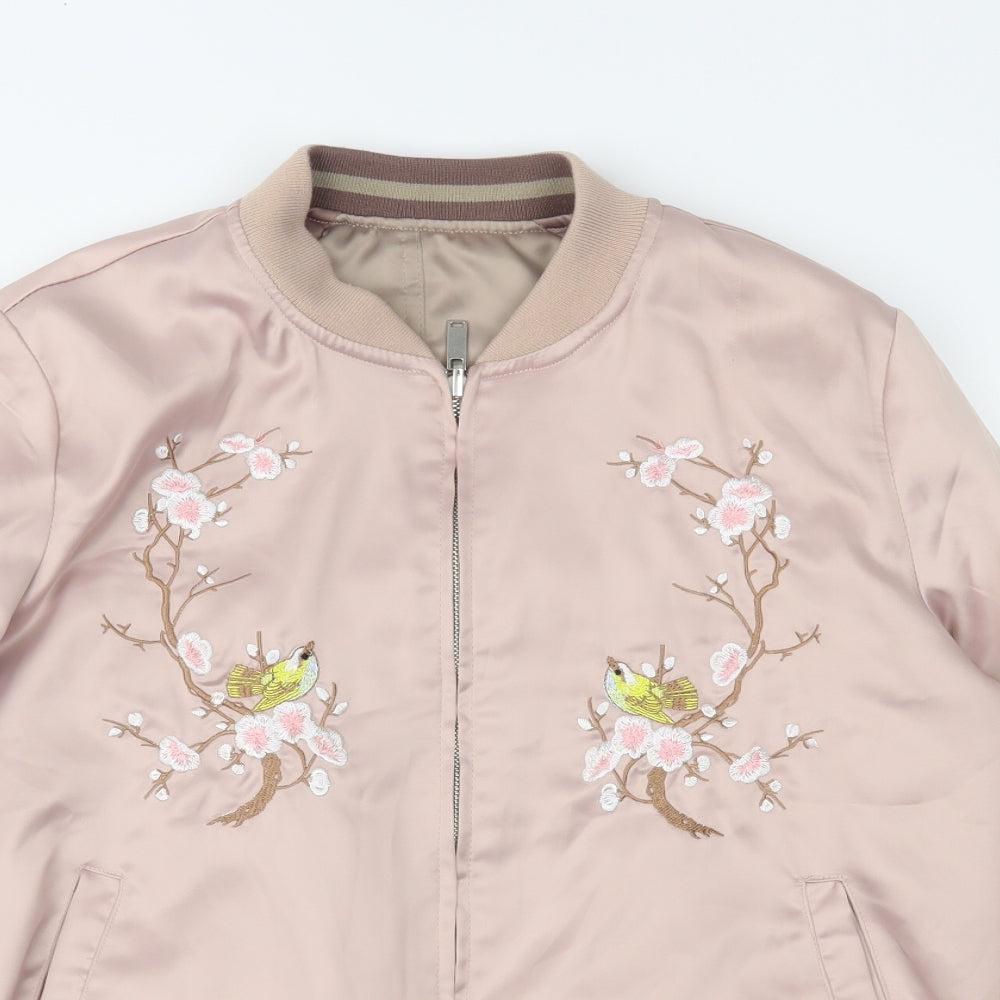 Primark Womens Pink  Satin Bomber Jacket Jacket Size 10  - Reversible