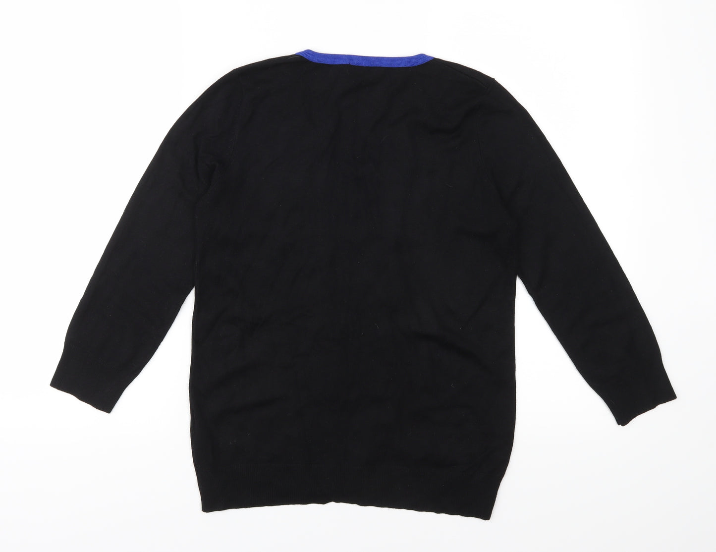 M&Co Womens Black Striped Knit Pullover Jumper Size 10