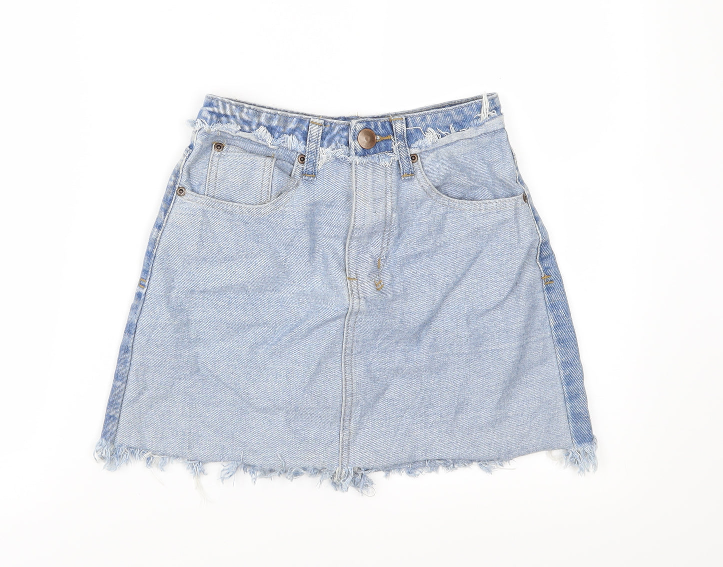 Boohoo Womens Blue  Denim A-Line Skirt Size 6