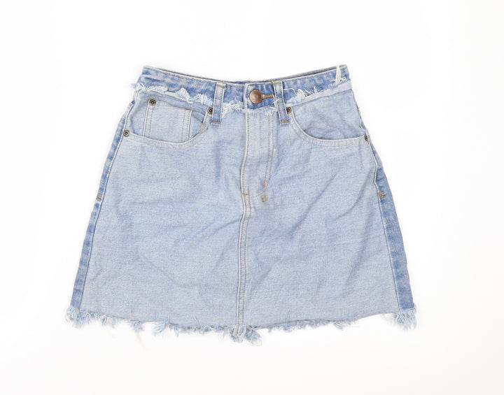 Boohoo Womens Blue Denim A-Line Skirt Size 6