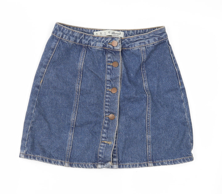 Denim & Co. Womens Blue Denim A-Line Set Size 8