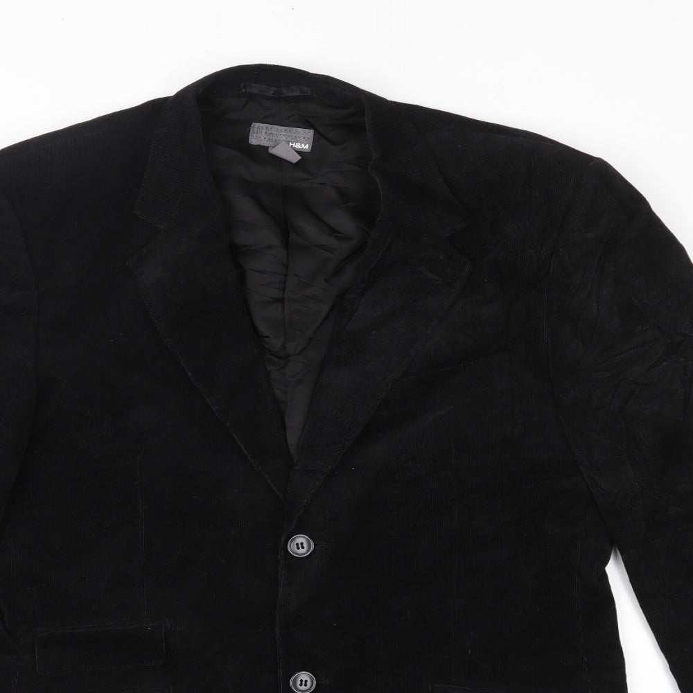 H&M Mens Black  Corduroy Jacket  Size 38