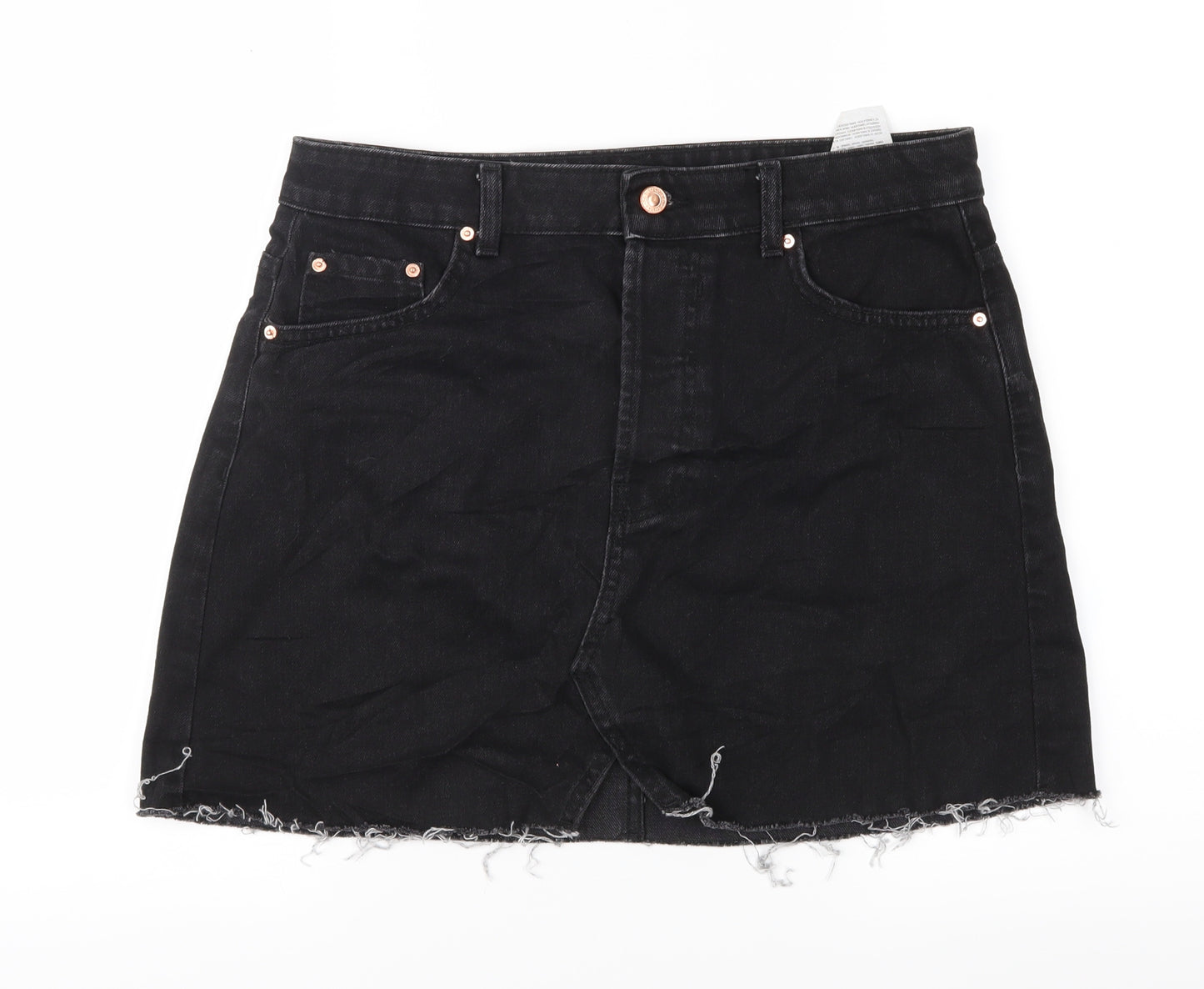 Bershka Womens Black  Denim A-Line Skirt Size 12