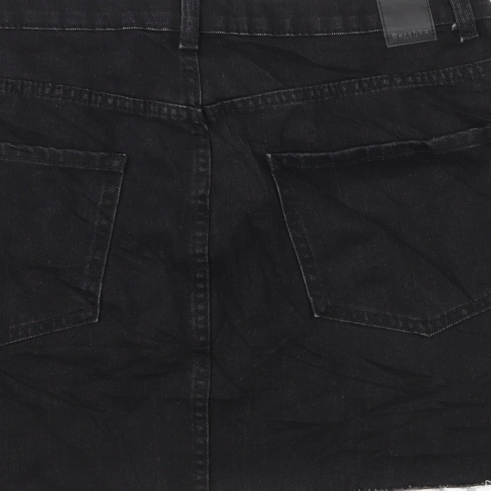 Bershka Womens Black  Denim A-Line Skirt Size 12