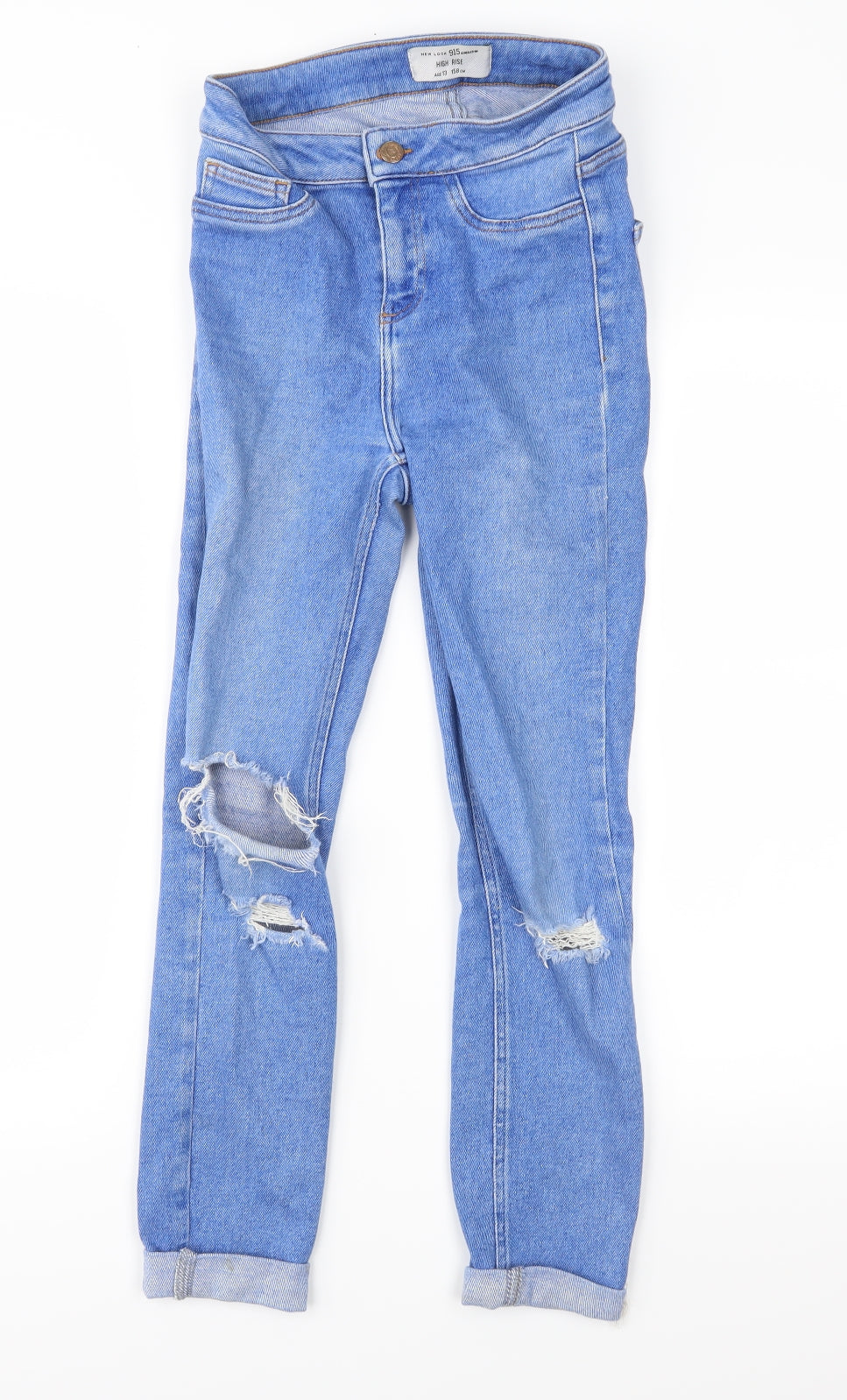 New Look Girls Blue  Denim Straight Jeans Size 13 Years - Distressed