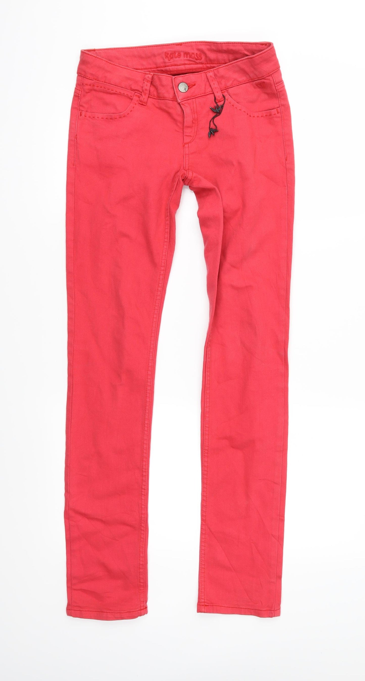 Topshop Womens Red  Denim Skinny Jeans Size 25 in L32 in - Kate Moss