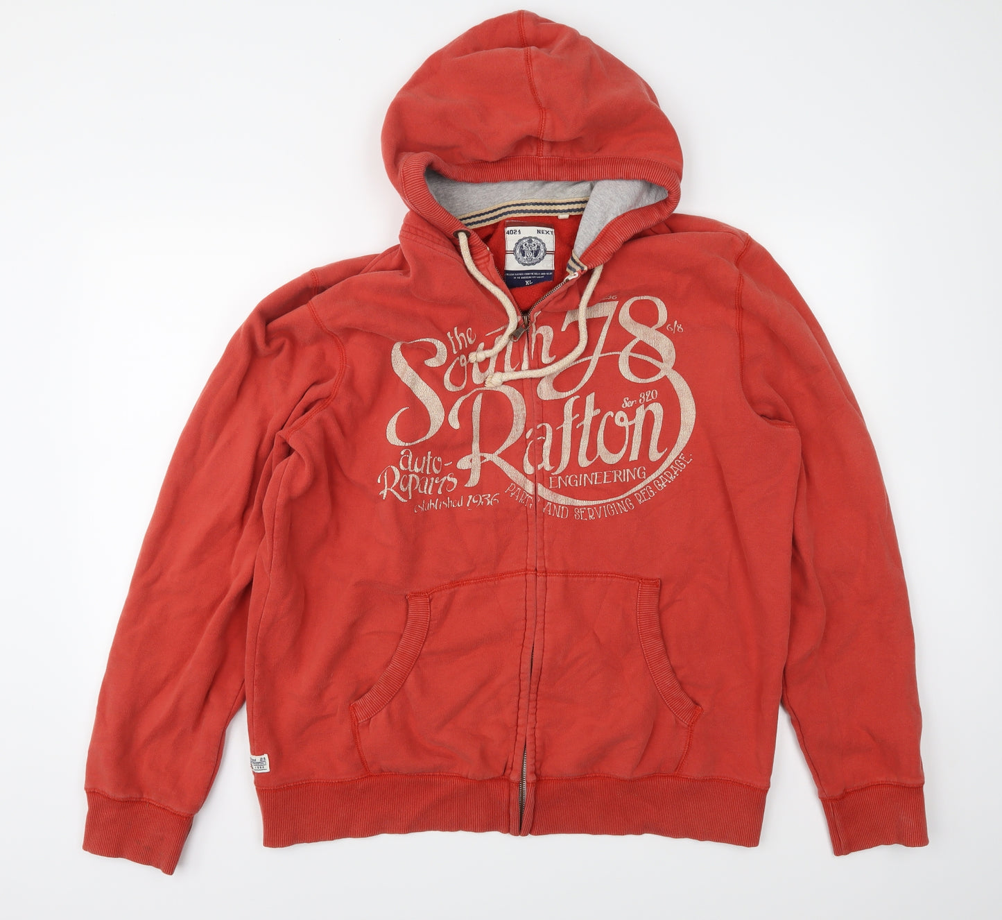NEXT Mens Red  Jersey Full Zip Hoodie Size XL