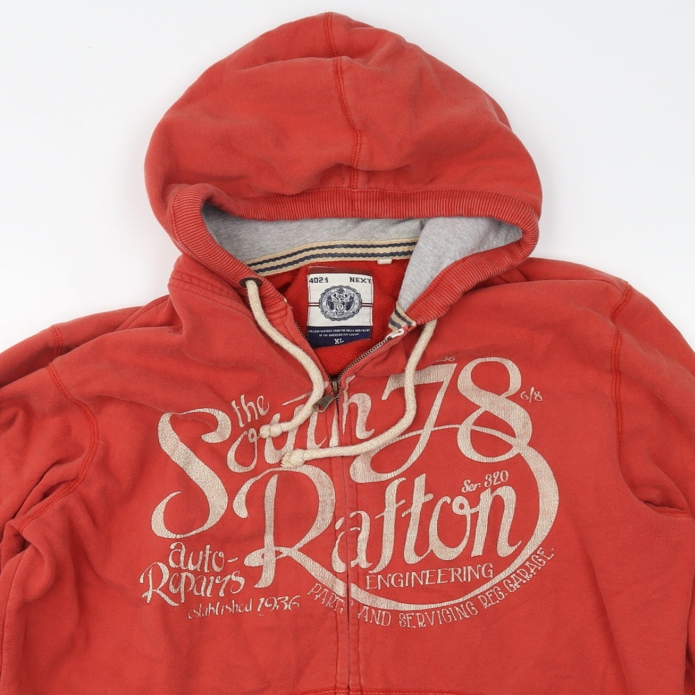 NEXT Mens Red  Jersey Full Zip Hoodie Size XL