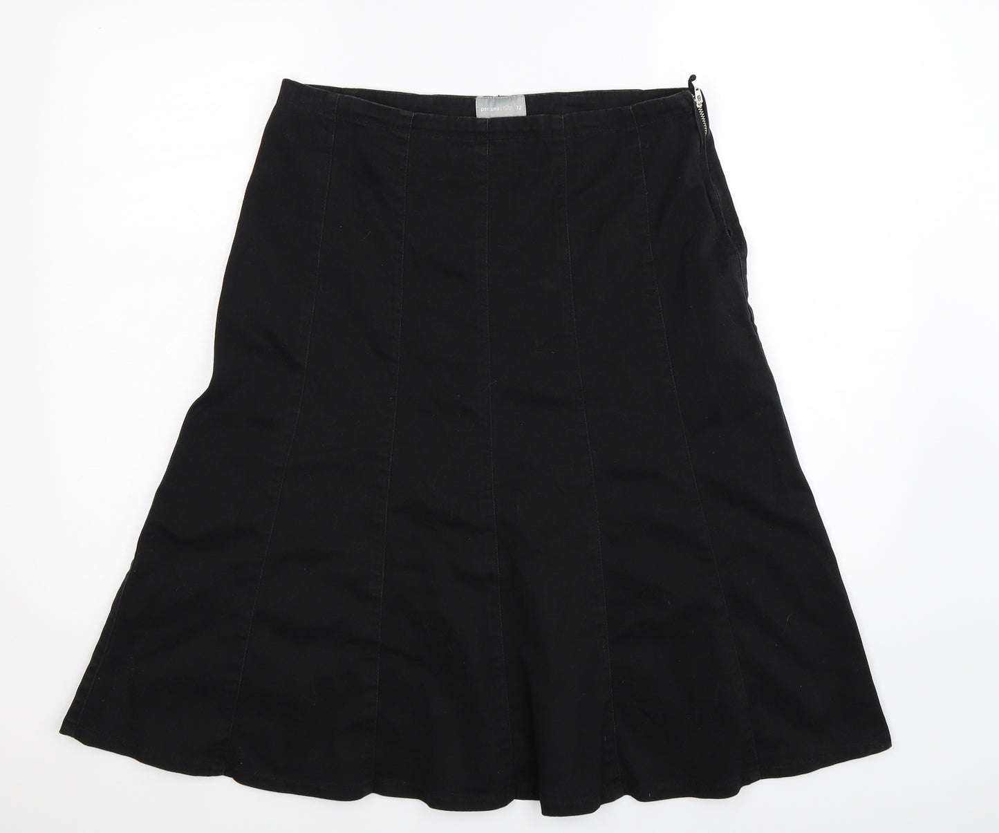 Per Una Womens Black  Denim Flare Skirt Size 12