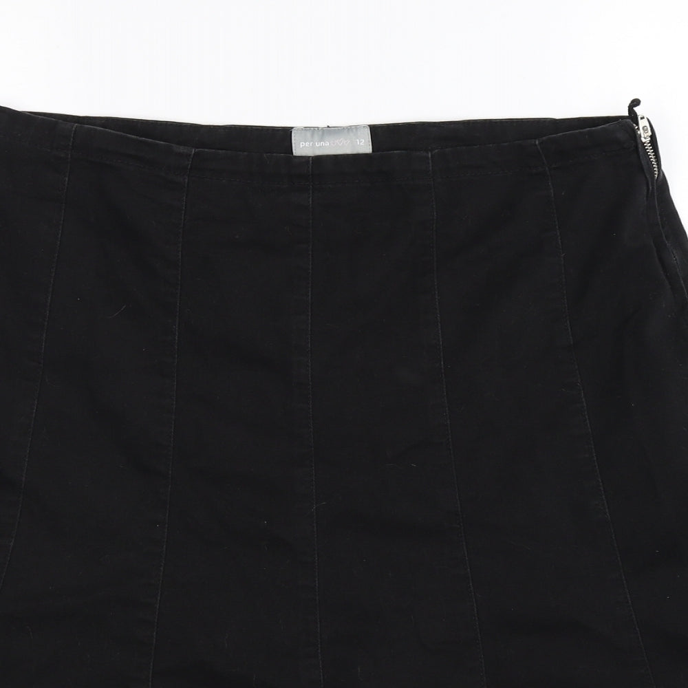 Per Una Womens Black  Denim Flare Skirt Size 12