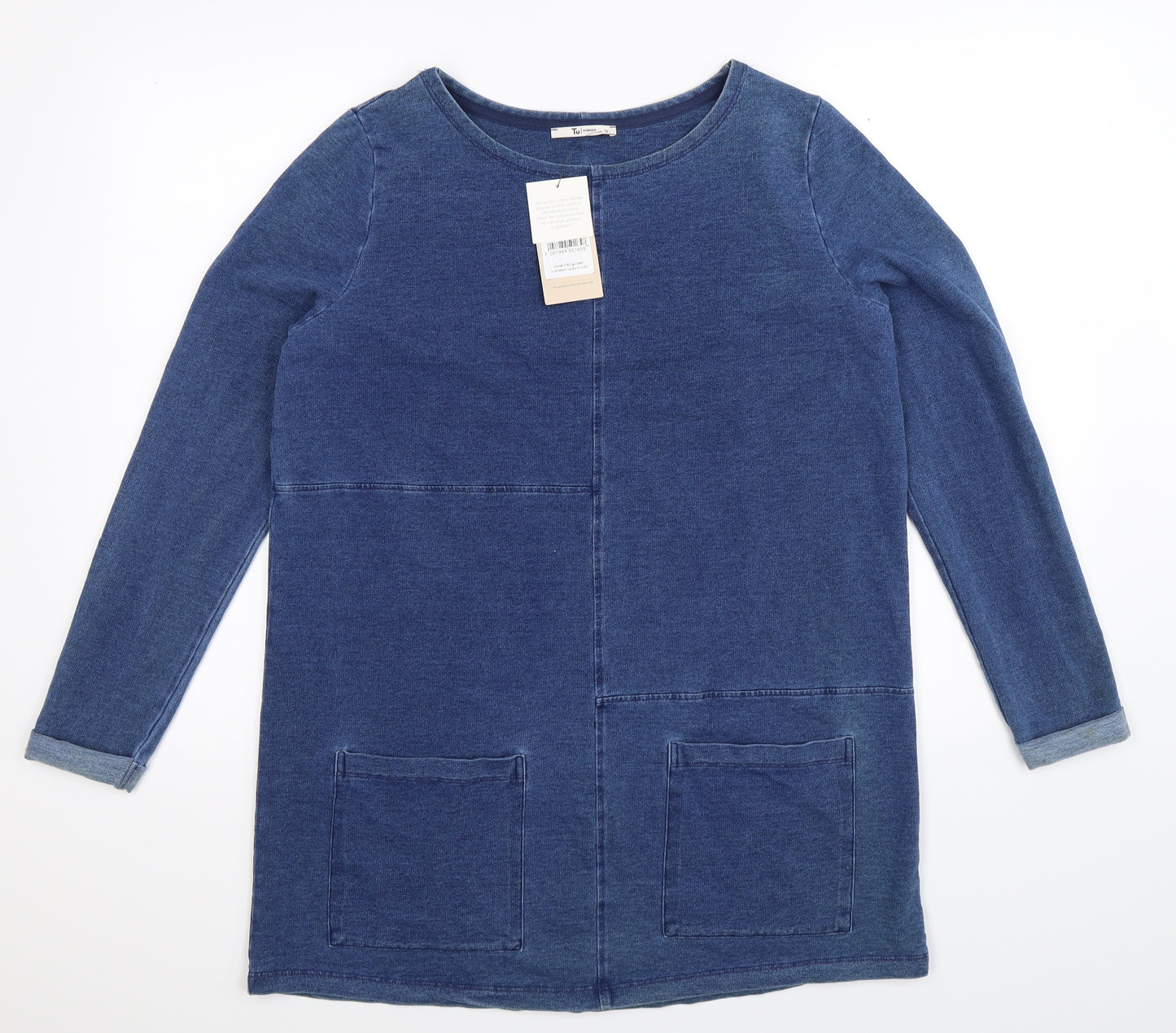 TU Womens Blue   Pullover Sweatshirt Size 12  - Oversized