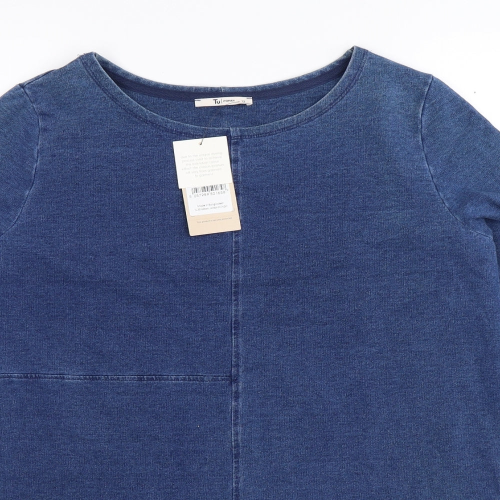 TU Womens Blue   Pullover Sweatshirt Size 12  - Oversized