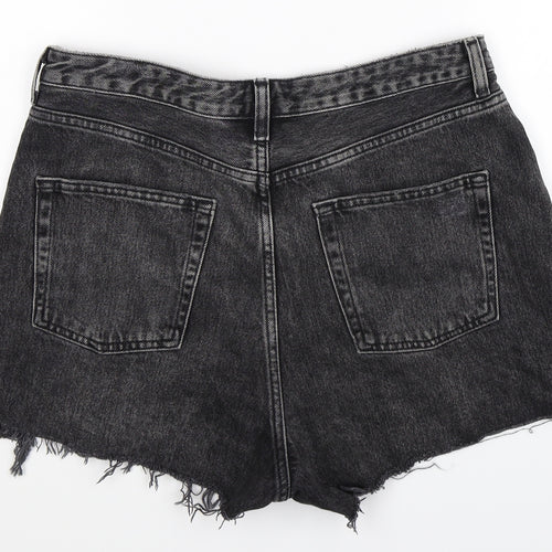 Topshop Womens Grey  Denim Hot Pants Shorts Size 12 - Distressed