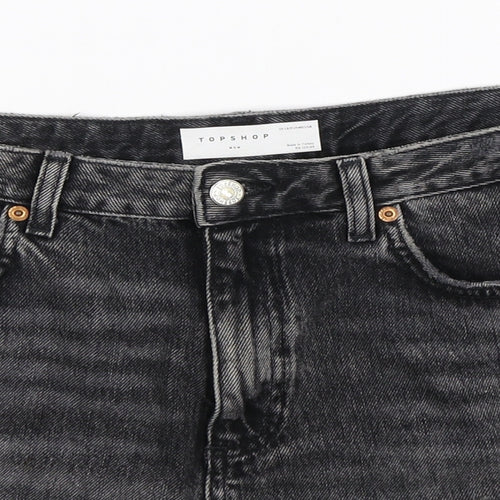 Topshop Womens Grey  Denim Hot Pants Shorts Size 12 - Distressed