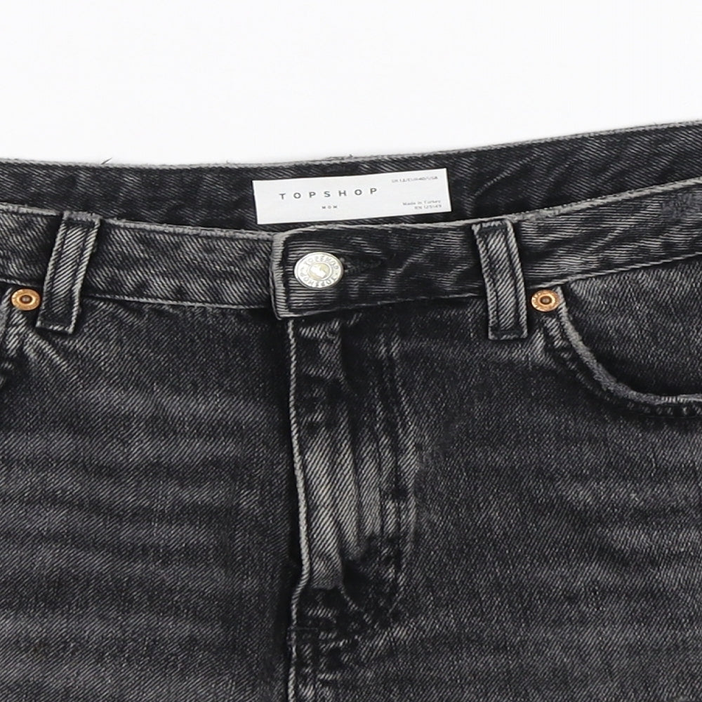 Topshop Womens Grey  Denim Hot Pants Shorts Size 12 - Distressed