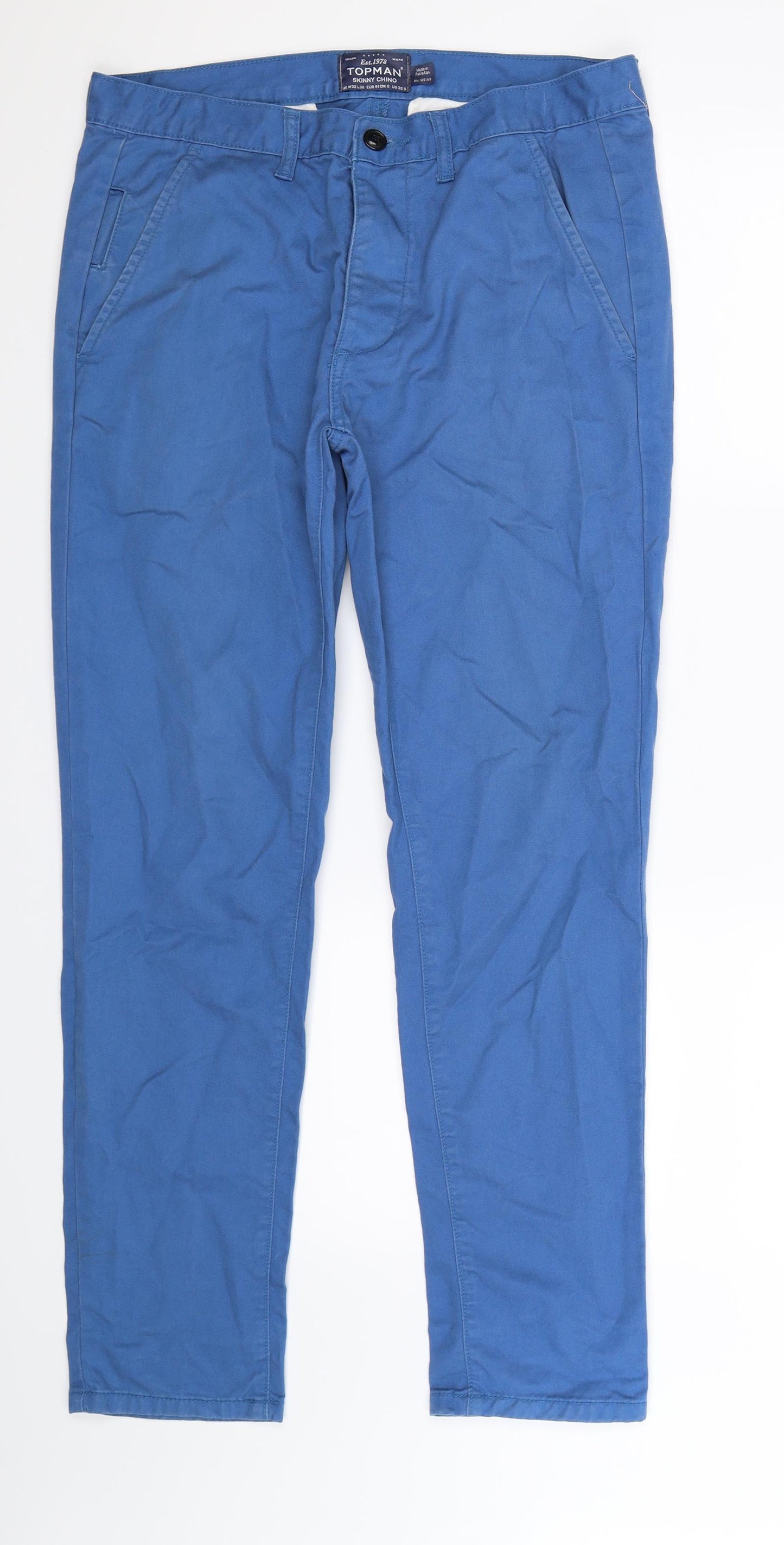 Topman Mens Blue   Chino Trousers Size 32 L30 in