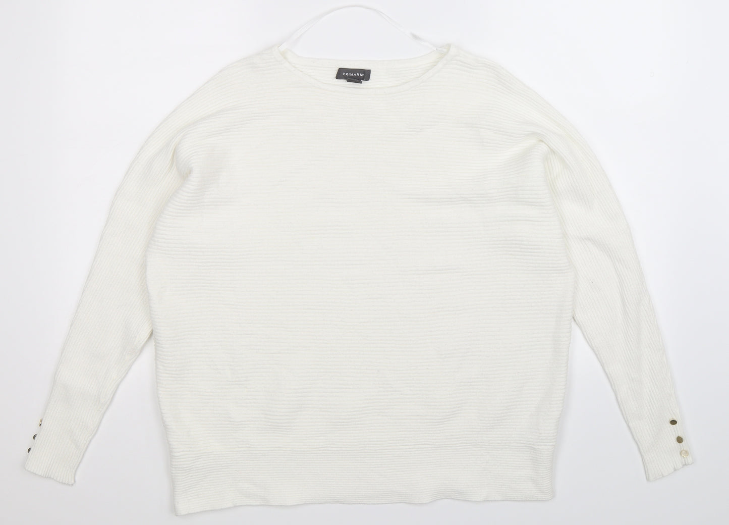 Primark Womens White  Knit Pullover Jumper Size 14