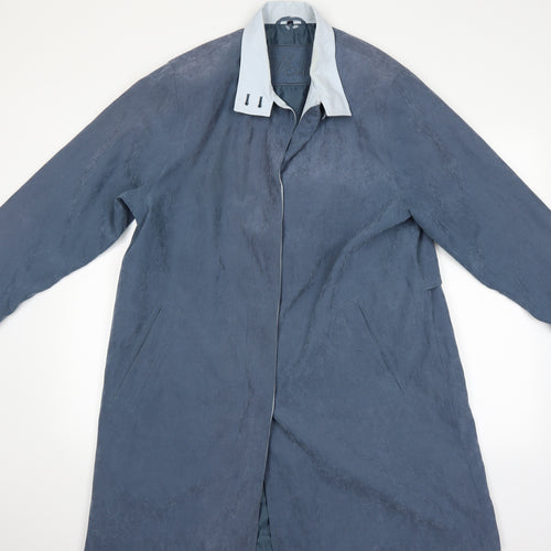 Preworn Womens Blue Houndstooth  Overcoat Coat Size 14
