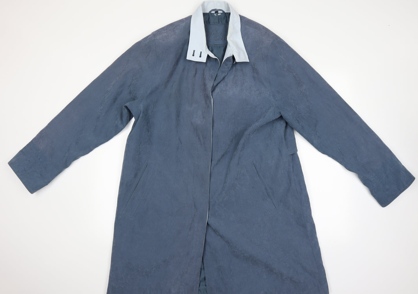 Preworn Womens Blue Houndstooth  Overcoat Coat Size 14