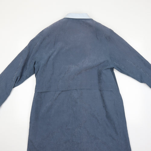 Preworn Womens Blue Houndstooth  Overcoat Coat Size 14