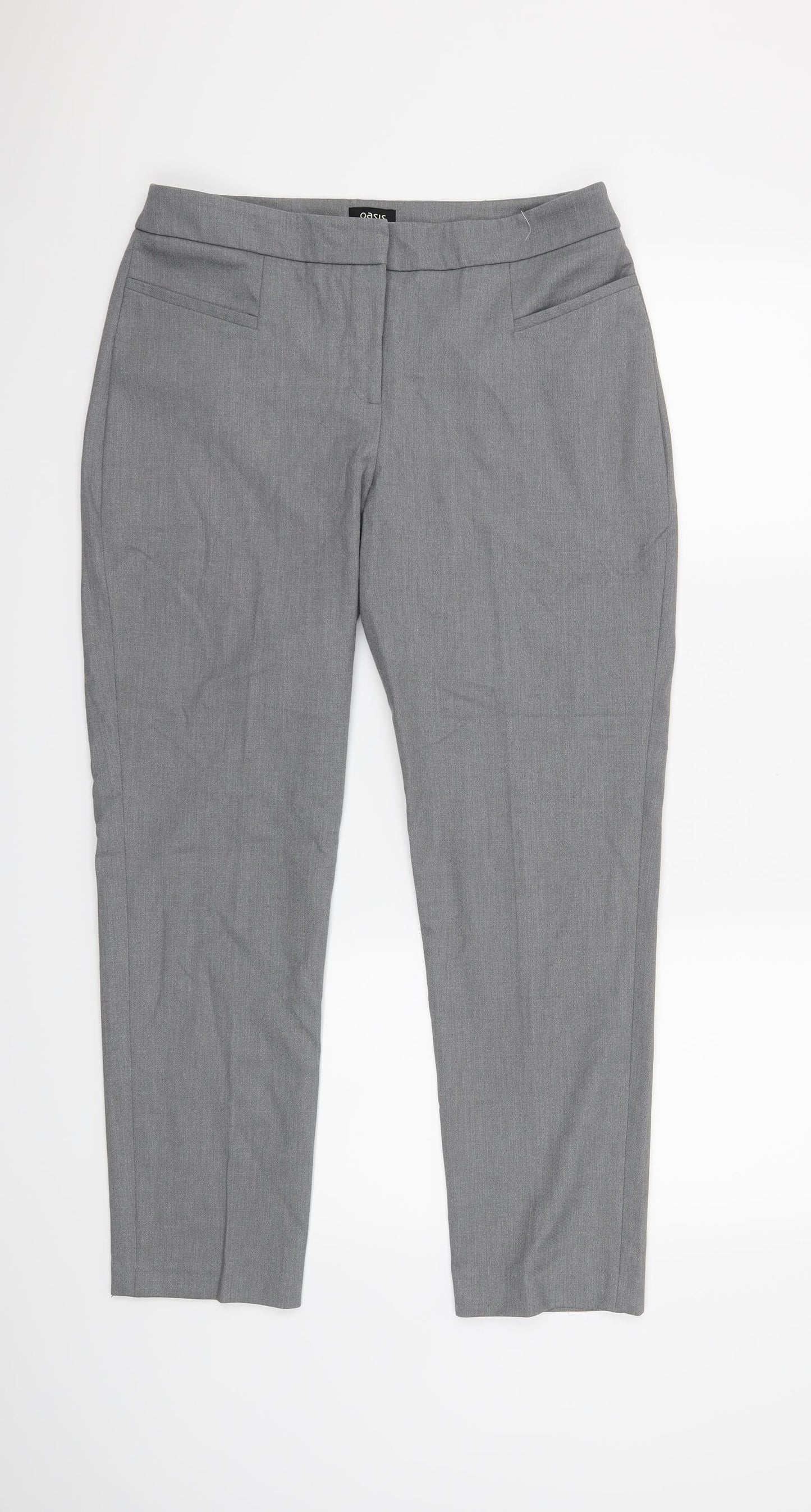Oasis Womens Grey   Cropped Trousers Size 12 L27 in