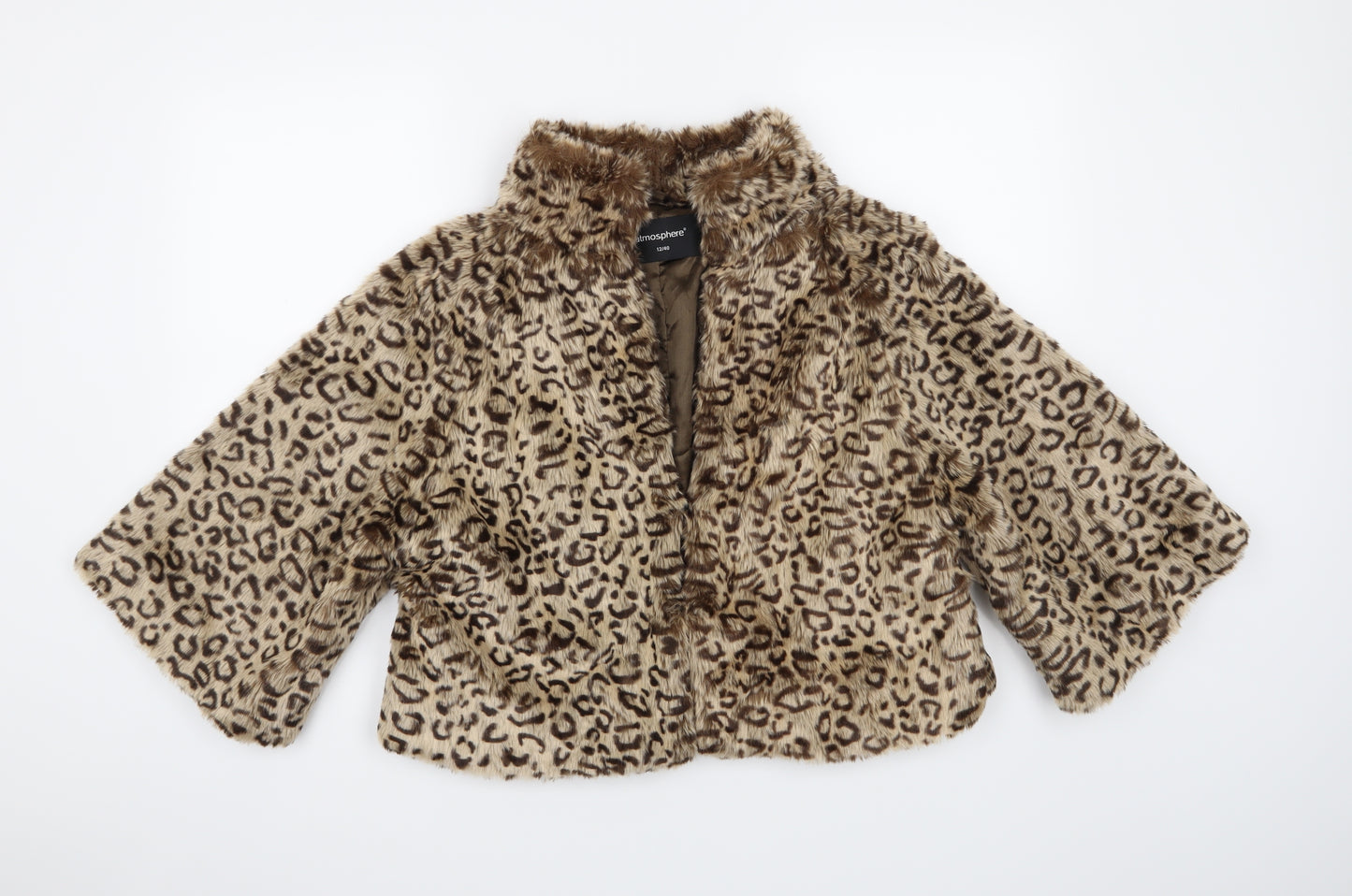 Atmosphere Womens Beige Animal Print  Jacket Coat Size 12