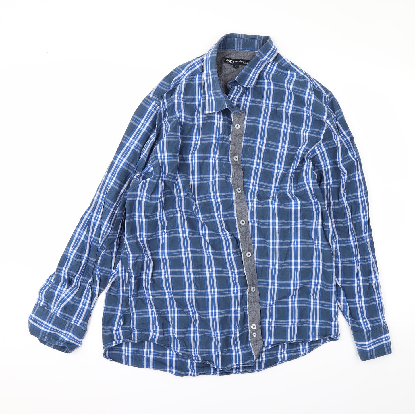 Easy Mens Blue    Dress Shirt Size XL