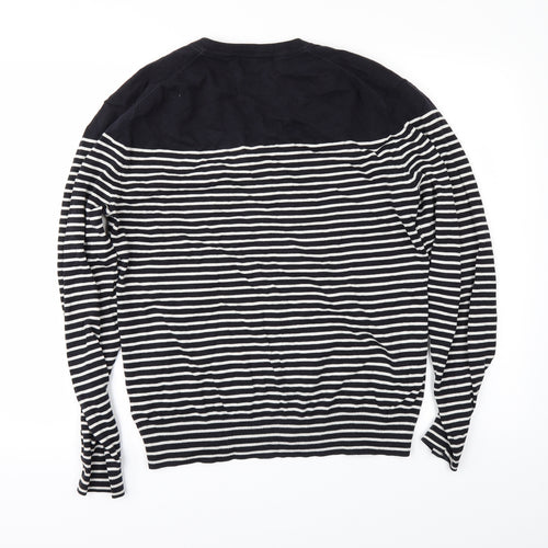 French Connection Mens Black Striped   T-Shirt Size M