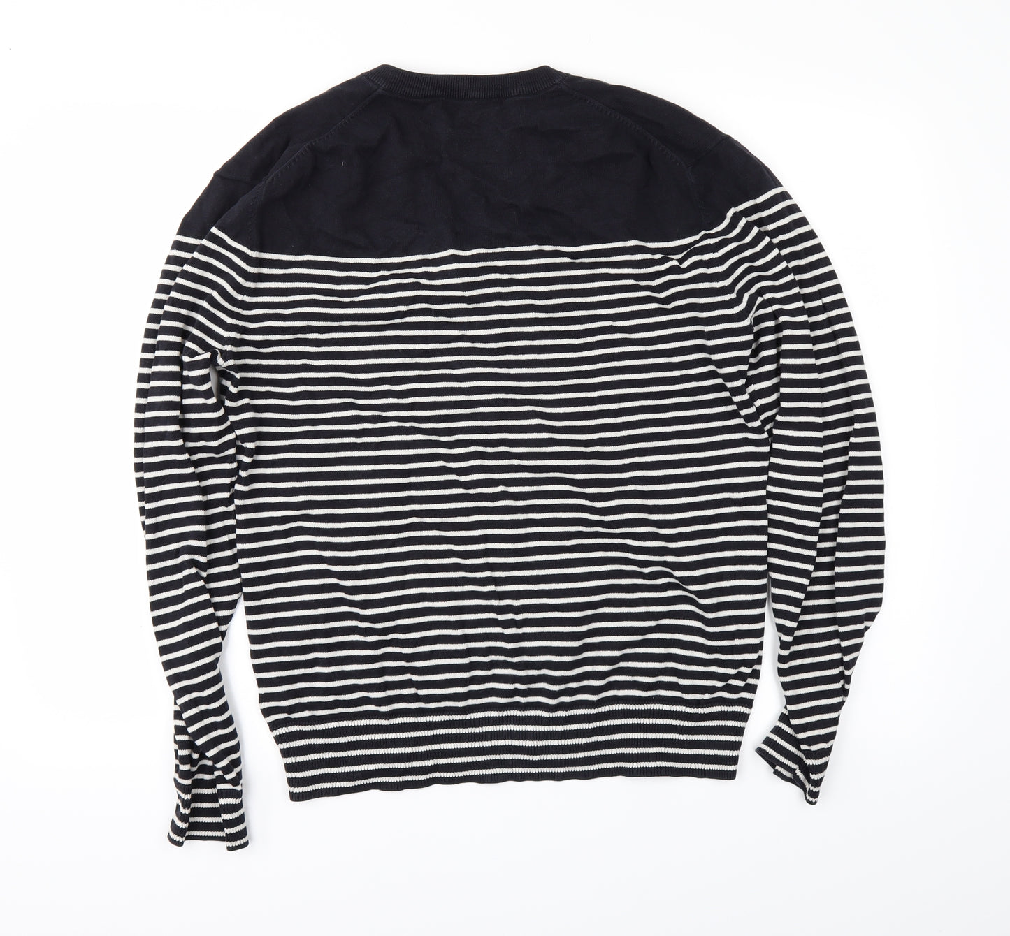 French Connection Mens Black Striped   T-Shirt Size M