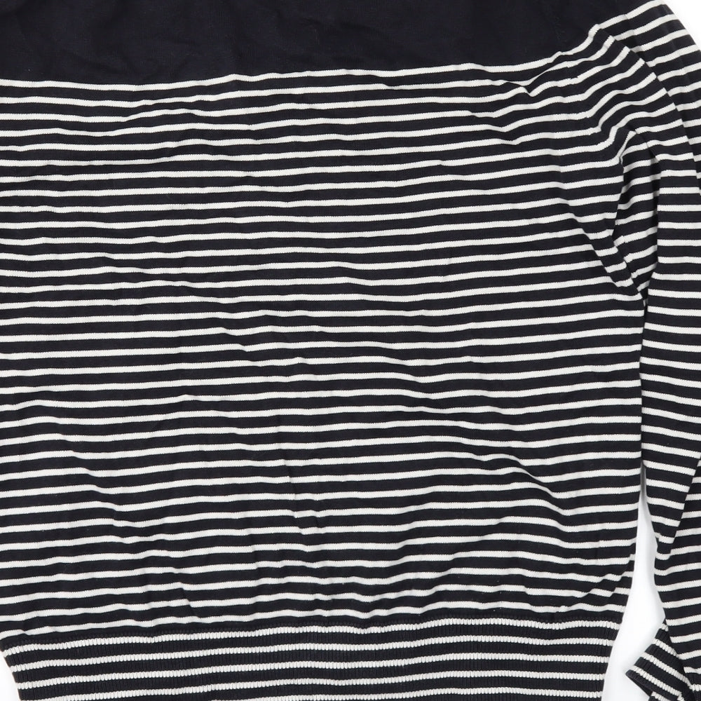 French Connection Mens Black Striped   T-Shirt Size M