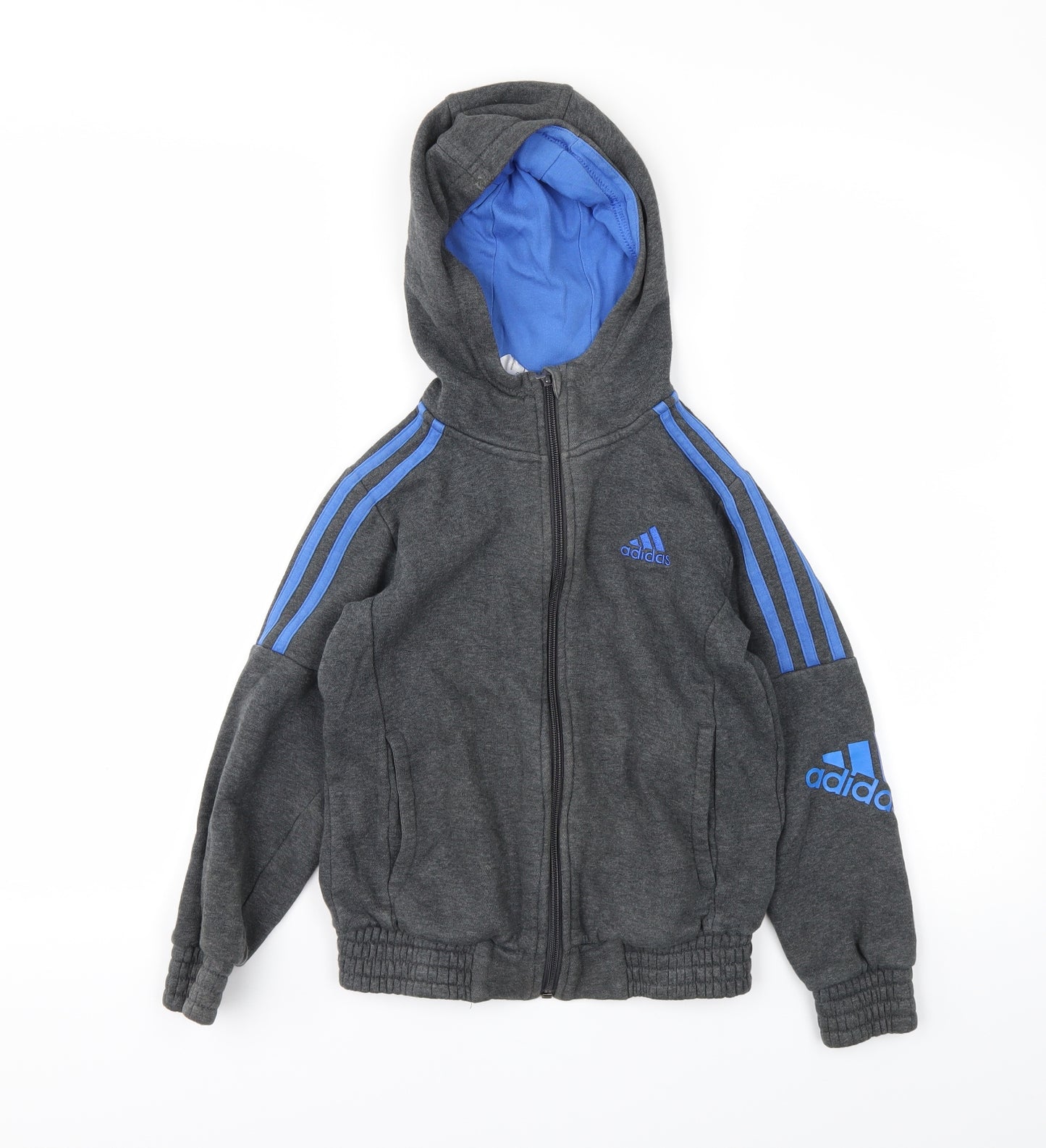adidas Boys Grey   Full Zip Hoodie Size 7-8 Years