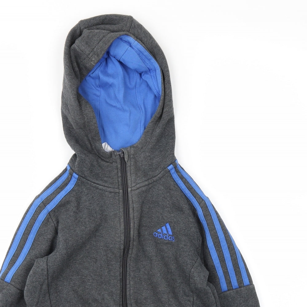 adidas Boys Grey   Full Zip Hoodie Size 7-8 Years