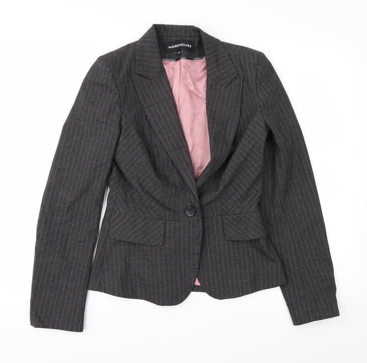 Warehouse Womens Grey   Overcoat Coat Size 8