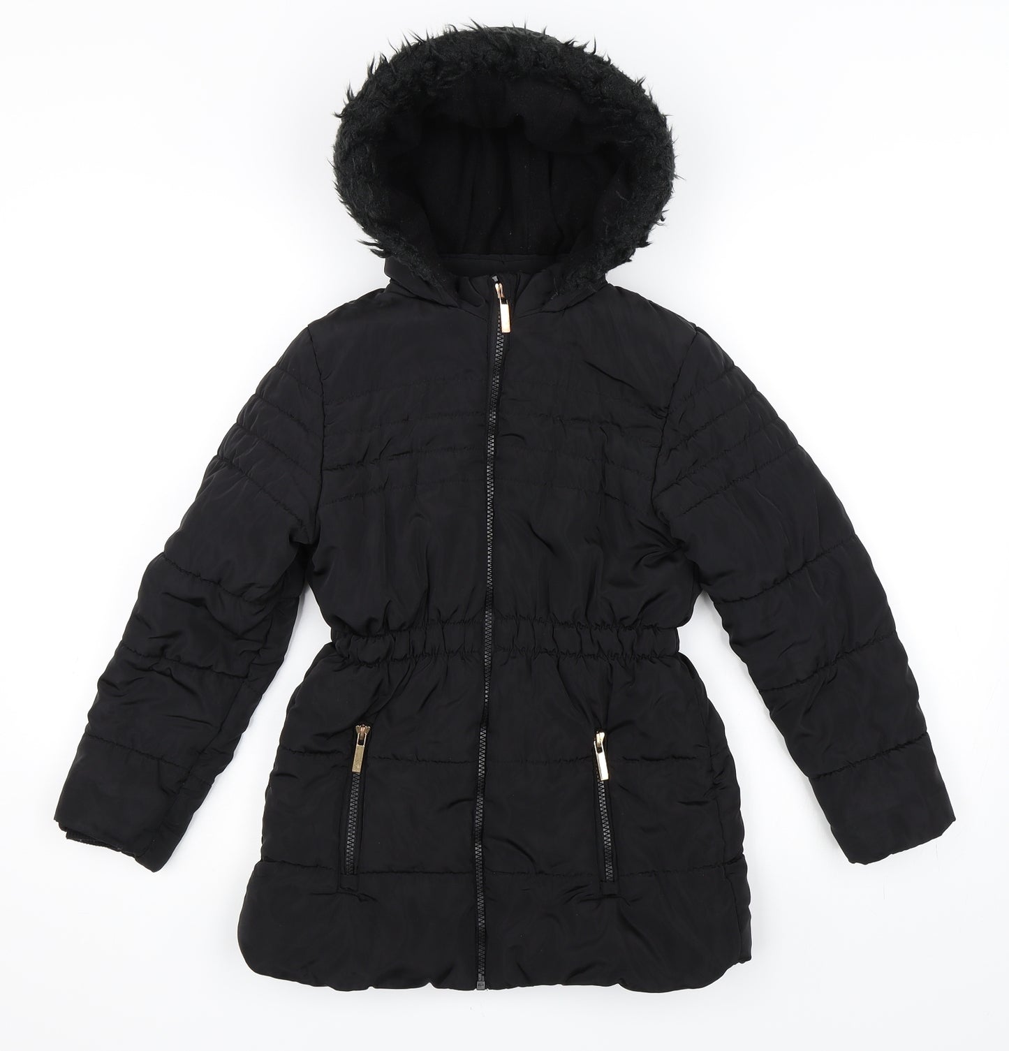 George Girls Black   Parka Coat Size 9-10 Years